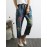 Women Casual Embroidery Drawstring Waist Denim Jeans with Pockets