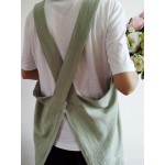Vintage Women Back Cross Solid Color Pockets Cotton Dress