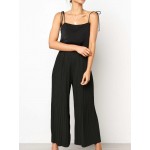 Women Casual Pleated Solid Color Elastic Waist Trouser Pants