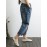 Women Casual Embroidery Drawstring Waist Denim Jeans with Pockets