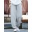 Casual Women Elastic Waist Linen Cotton Solid Pants